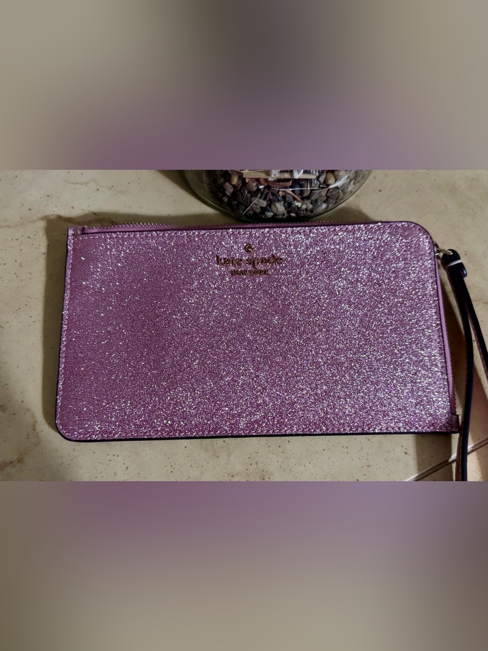 kate spade Glitter Zip Clutch in Sparkling Rose NWOT - Picture 6 of 8